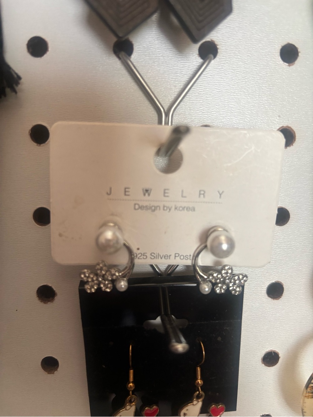 Silver Floral Hoop Earrings with Pearl Accents -